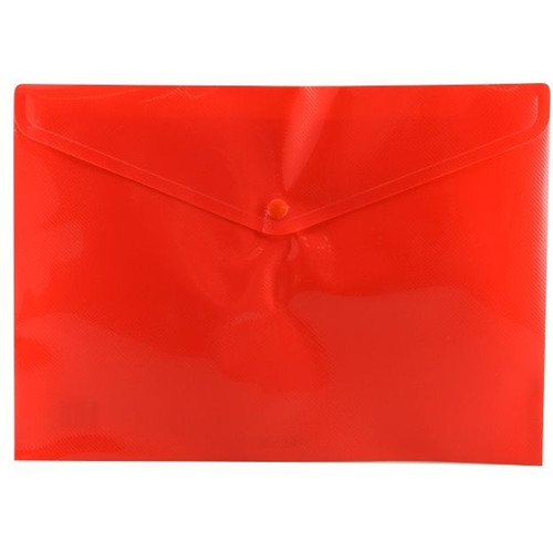 Osmer Plastic Document Wallet with Button Closure A4, Red