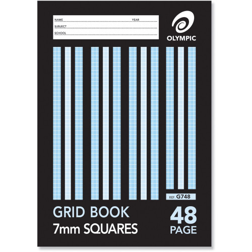 OLYMPIC GRID BOOK G748 A4 297 x 210mm, 48 Pages, 7mm Grid Ruled