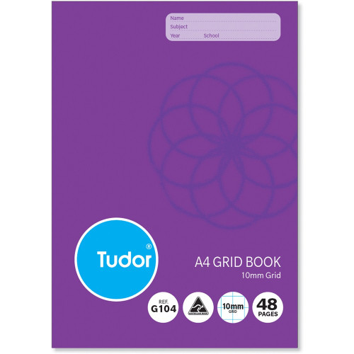 TUDOR GRID BOOK G104 A4 297mm x 210mm, 48 Pages, 10mm Grid Ruled
(197731)