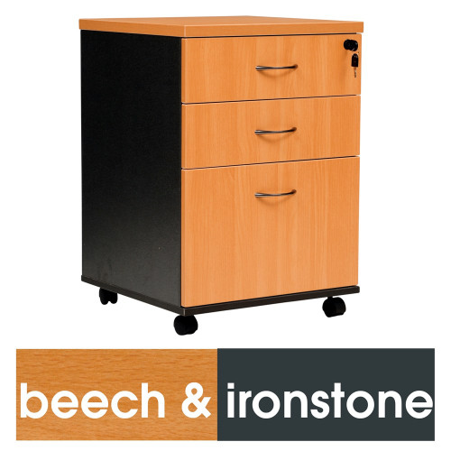 LOGAN MOBILE PEDESTAL 2Std1F Drawer Beech/Ironstone