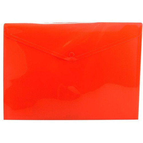 Osmer Plastic Document Wallet with Button Closure A4, Red Tint ( A4W03 )