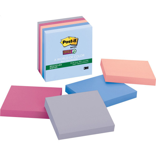 Post-It Super Sticky Notes Bali Recycled 76 x 76mm 5-Pack 654-5SSNRP ***While Stock Lasts***