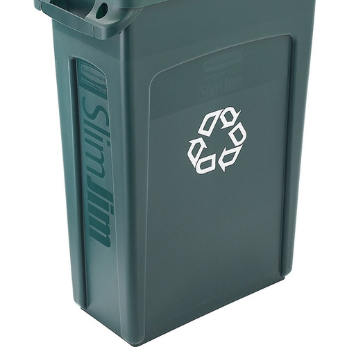 RUBBERMAID SLIM JIM BIN 87LT Venting Channels Grey (Lid not Included)