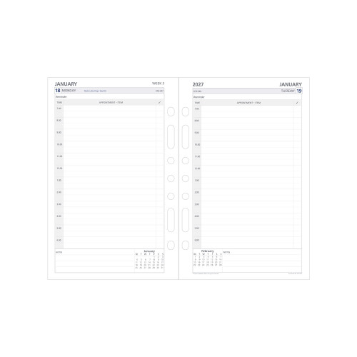 DEBDEN DAYPLANNER DESK EDITION REFILLS - 7 RING 2 Pages Per Day Dated (1 year) (Pre-Order Now for 2027) ** ETA 30/9/2026 **