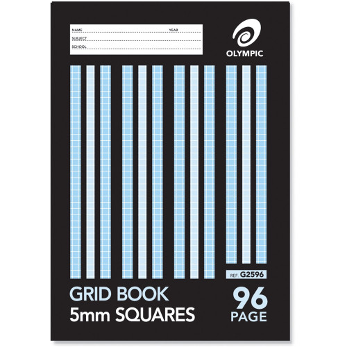 OLYMPIC GRID BOOK G2596 225 x 175mm, 96 Pages, 5mm Grid Ruled