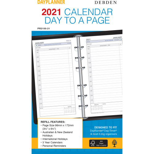 DEBDEN DAYPLANNER PERSONAL EDITION REFILLS - 6 RING Daily Dated (1 year) (2026 - Clearance - While Stocks Last)