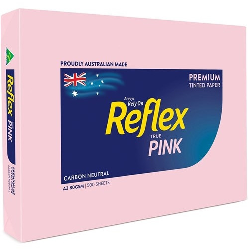 REFLEX TINTS COPY PAPER 80GSM A3 Pink 161568 (Replaced by AUP-ROPA3500PIN)