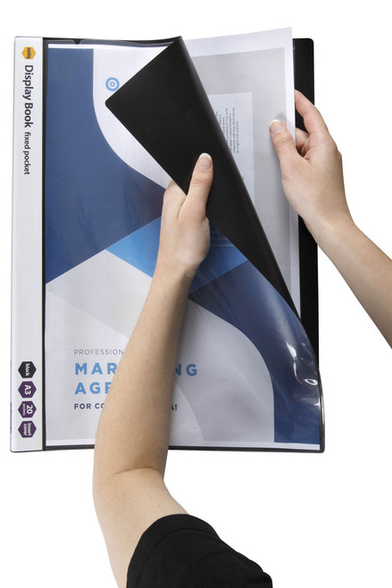 MARBIG A3 DISPLAY BOOK NON-REFILLABLE 20 Pocket Black (2008902)
