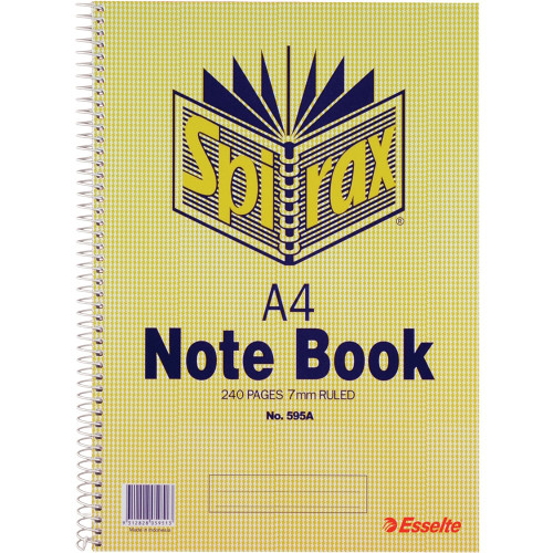 SPIRAX 595A NOTEBOOK A4, 240 Page, Side Opening
