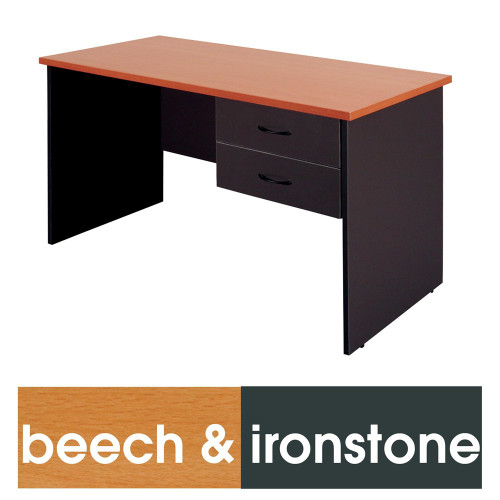LOGAN STUDENT DESK 1200X600 With 2 Drawers BeechIronstone DKS126BI