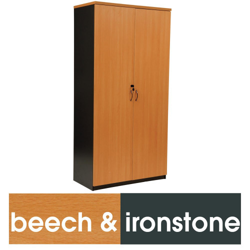 LOGAN CUPBOARD 1800H X 900W x 450D Full Door Beech & Ironstone