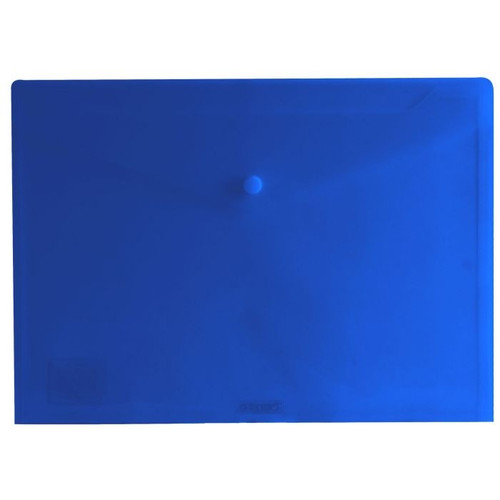 Osmer Plastic Document Wallet with Button Closure A4, Blue Tint ** Replaced By DEL-E5505BL **