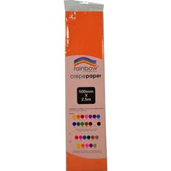 RAINBOW CREPE PAPER 500mmx2.5m Orange, Pk12