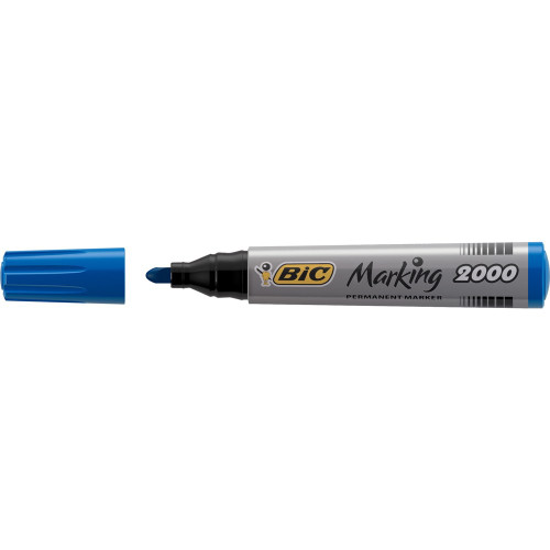 BIC MARKING 2000 MARKER Permanent Blue Bullet Tip Box of 12