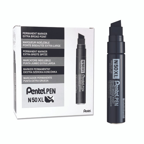 Pentel N50XL Jumbo Permanent Marker Chisel Point 10.0-18.0mm Black, Each (Old Ref: M180)