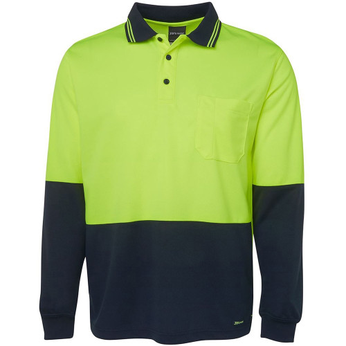 ZIONS 3813 SAFETY POLO SHIRT Two Tone Fluoro Long Sleeve