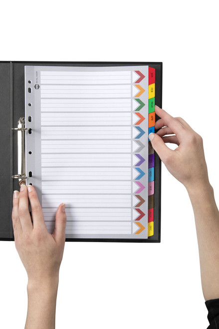MARBIG DIVIDERS Jan-Dec Manilla with Plastic Coloured tabs