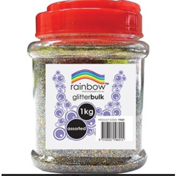 RAINBOW GLITTER BULK 1 KG JAR Assorted