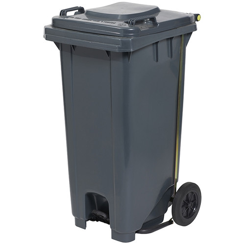 Wheelie Rubbish Bin With Pedal 120 Litre Dark Grey, Each