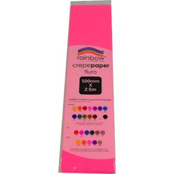 RAINBOW FLURO CREPE PAPER 500mmx2.5m Pink (Pack of 12)