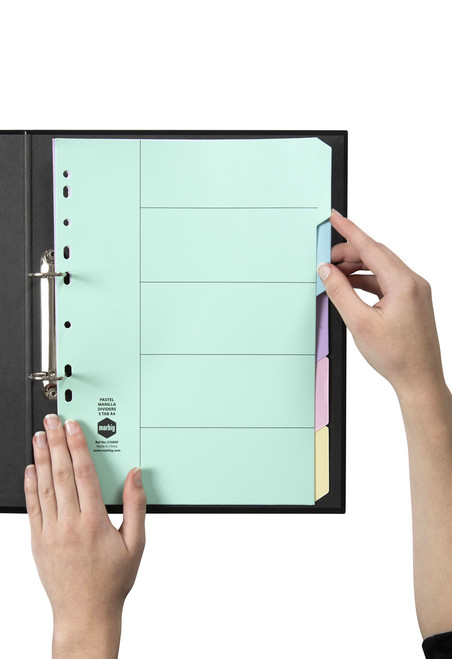 MARBIG MANILLA DIVIDERS 5 Tab A4 Multi-Coloured
