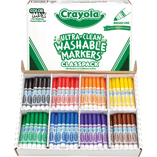 CRAYOLA WASHABLE BROAD MARKER 200 Asst Classic Classpack 58 8200	**