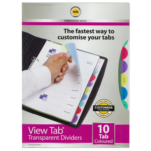 MARBIG PROFESSIONAL SERIES VIEW TAB DIVIDERS 10 Tab Coloured A4