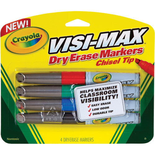 CRAYOLA VISI MAX DRY ERASE MARKER 4 Assorted Broad Line