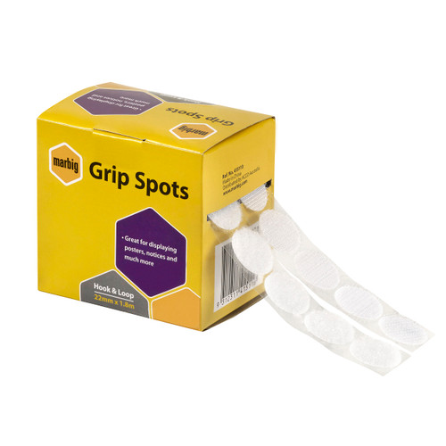 MARBIG GRIP FASTENERS Hook & Loop 22mmx1.8m Spots