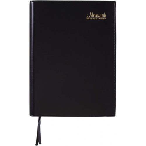 CUMBERLAND NORWICH SPIRAL BOUND DIARY A4, 1 Day To Page, 1/4 Hour, Black (2026 - Clearance - While Stocks Last)