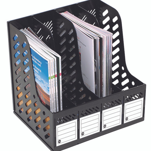 MARBIG SECTIONED MAGAZINE RACKS Black 4 Section