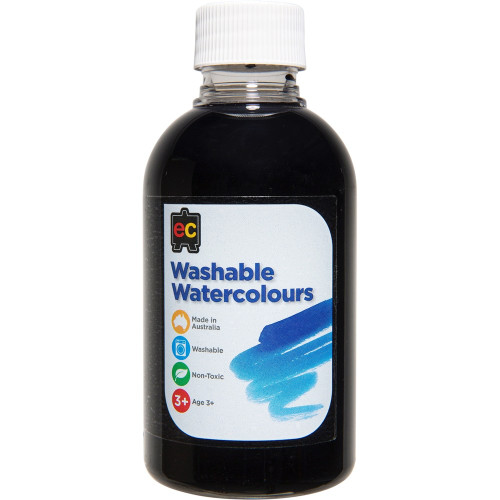 EC WASHABLE WATERCOLOUR PAINTS 250ml Black