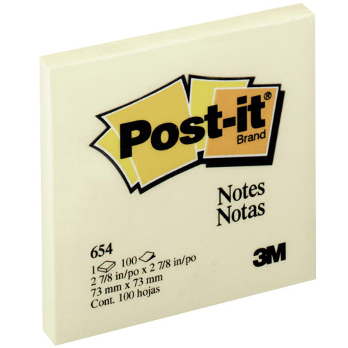 3M POST-IT-NOTE 76X76mm 654 YELLOW 70070080877