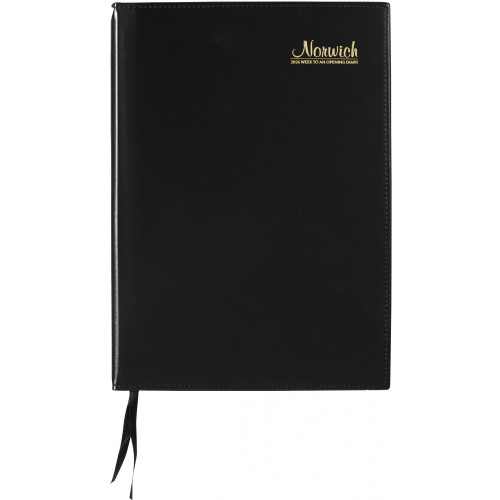 NORWICH SPIRAL DIARY A4 Week to Open 1Hr Black (Pre-Order Now for 2027)