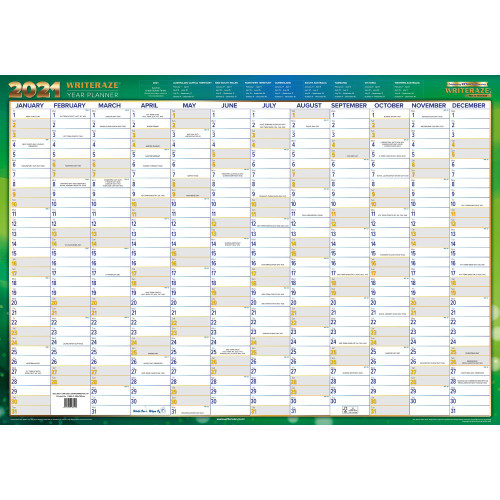 WRITERAZE RECYCLD WALL PLANNER 11880 500x700mm Year/View (Pre-Order Now for 2027) ** ETA 2/11/2026 **