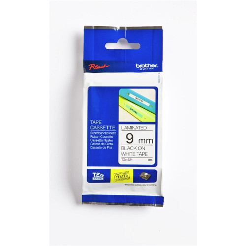 BROTHER TZE-221 PTOUCH TAPE 9mm x 8mtr Black On White