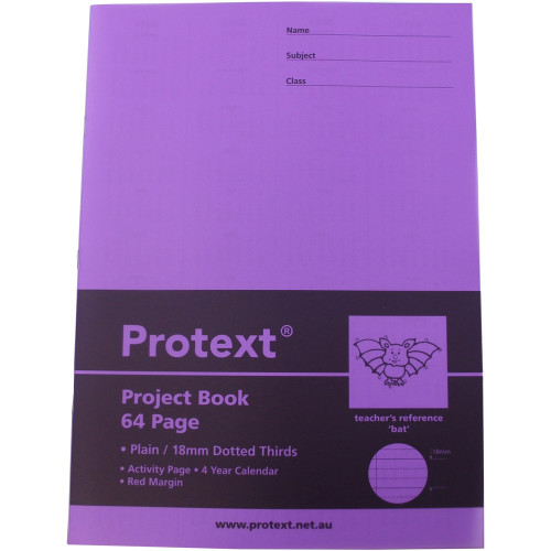 PROTEXT POLY PROJECT BOOK Plain/18mm Dotted Thirds 64pg Bat