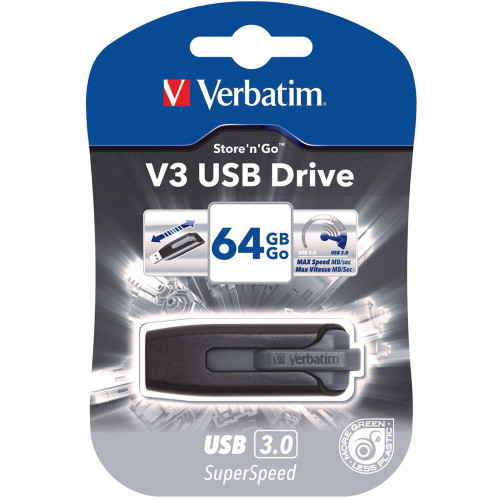 VERBATIM STORE N GO DRIVE USB V3 Flash / USB Drive 64gb Grey