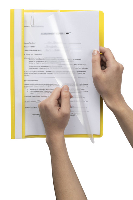 MARBIG A4 STANDARD PP FLAT FILES (CLEAR FRONT) Yellow