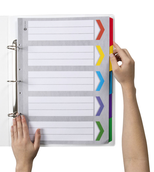 MARBIG MULTI COLOURED A3 BOARD DIVIDERS 1-5Tab Board Portrait Asst