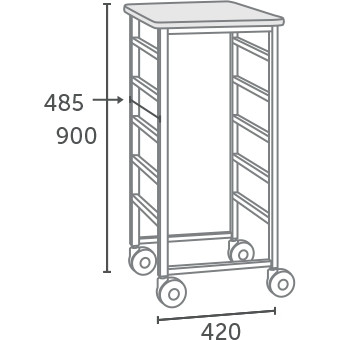 MOBILE STORAGE TROLLEY 5 Bin 420w x900h x485d  *** Custom Made - ETA 6-8 weeks from time of order ***