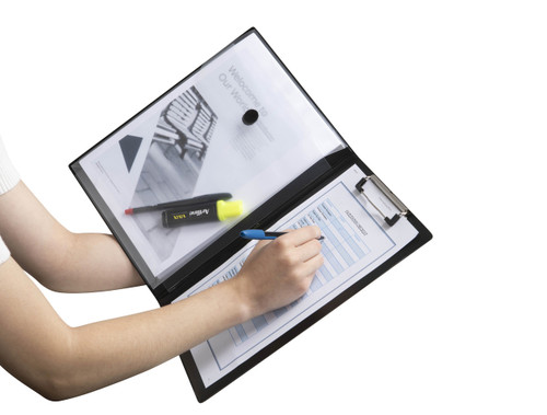 MARBIG INSERT CLIPFOLDER With Expanding Pocket Black