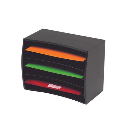 MARBIG DESKTOP ORGANISER Wooden Horizontal 6 Tier Black L391XD210XH302MM