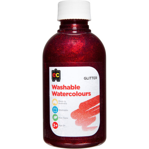 EC WASHABLE WATERCOLOUR PAINTS 250ml Glitter Red