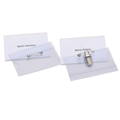 REXEL CONVENTION CARD HOLDERS With Pin & Clip, Box of 50
