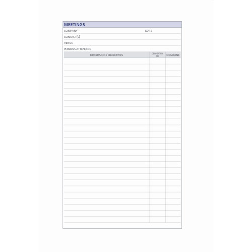 MEETINGS NOTEPAD Pk2 to suit A4 compendium