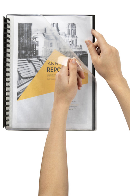 MARBIG DISPLAY BOOK - REFILLABLE A4 CLEAR FRONT Black Back