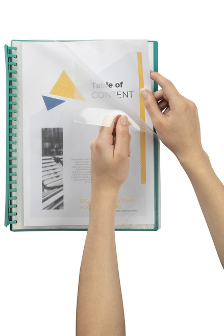 MARBIG REFILLABLE DISPLAY BOOKS Clear Front Green Back A4 20 Pocket