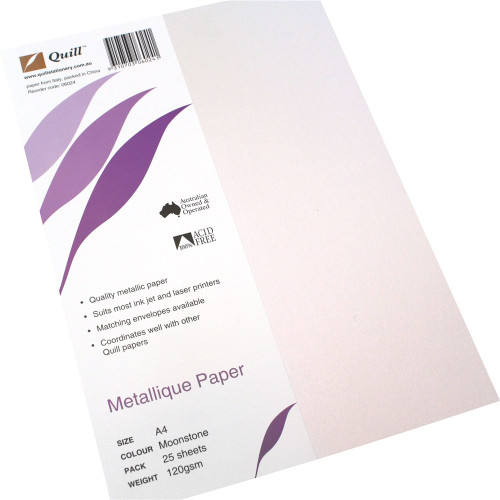 Quill Metallique Paper 120gsm A4 - Moonstone, Pack of 25 (06024)