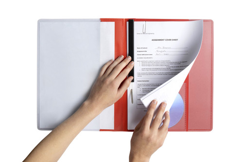 MARBIG A4 PREMIER INSERT PP FLAT FILES (CLEAR FRONT) Red